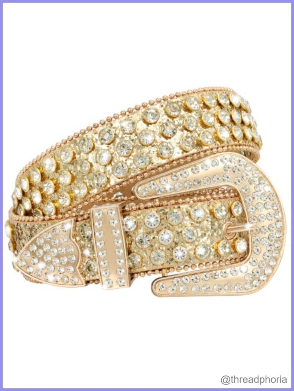 Rhinestone Western Belt Faux Leather Removable Buckle Cowgirl